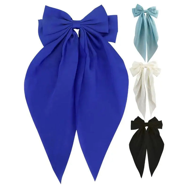 Hair Bow Clips for Women 2Pcs Silky Satin Hair Bows Hair Clip Metal Clips Hair Bow Hair Ribbon Ponytail Holder Accessories For