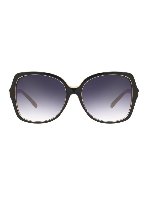 Women'S Oversized Fashion Sunglasses, Black Beige