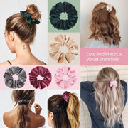 Velvet Scrunchies for Thick Hair, Hair Scrunchies for Women and Girls, Big Scrunchies for Ponytail Holder, with Storage Bag, 20 Pcs