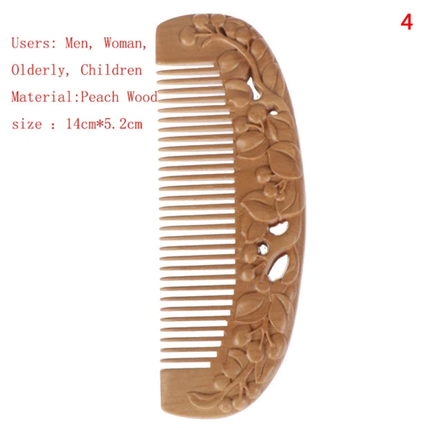 "Revitalize Your Hair with Our Natural Ebony Anti-Static Massage Comb - Portable, Wide-Toothed, and Made from Solid Wood!"