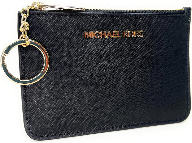 Michael Kors Women Lady Key Ring Chain Top Zip Coin Pouch ID Card Holder Wallet